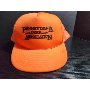 Vintage VTG Pennsylvania Deer Association trucker hat‎ snapback hunter orange